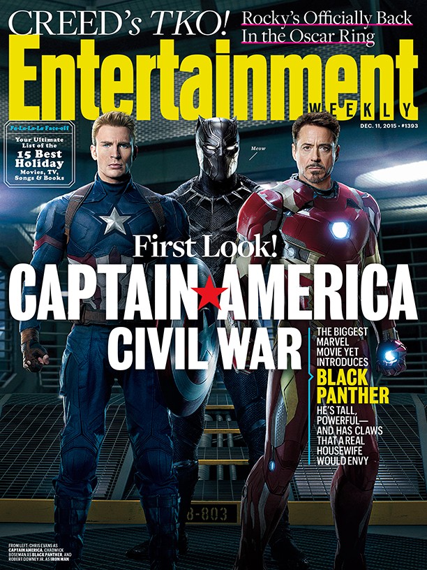 《美国队长3》登《娱乐周刊》封面 美队、钢铁侠、黑豹呈三足鼎立之势(图1)