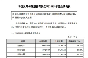 华谊公布2015年业绩快报 净利润9.8亿增速放缓