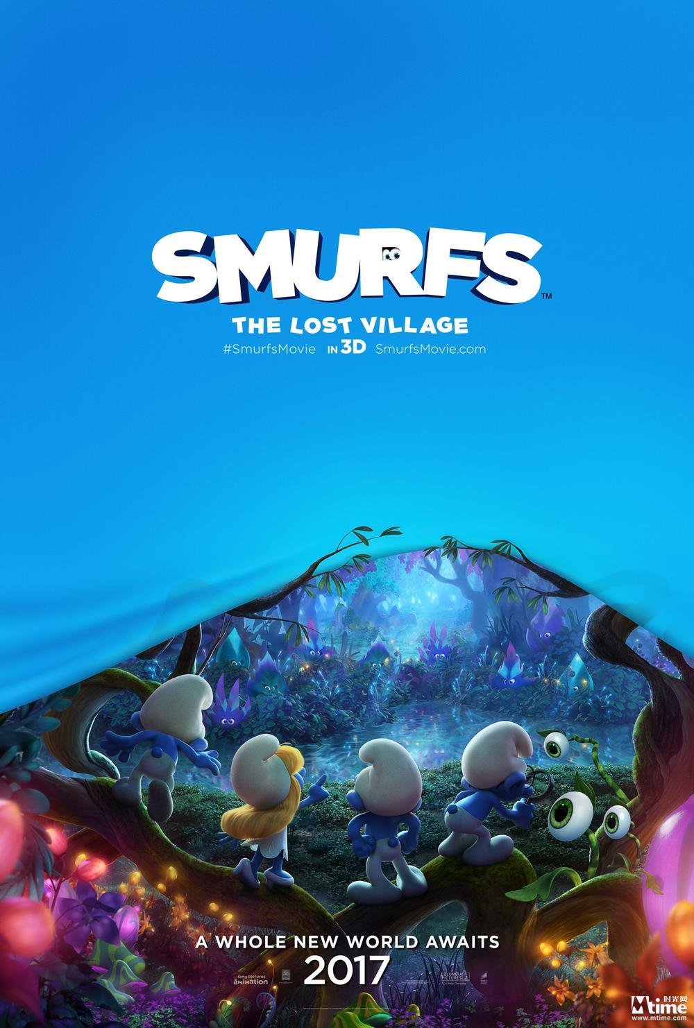 索尼《蓝精灵3》发布首款海报 蓝精灵拯救消失村庄(图1)