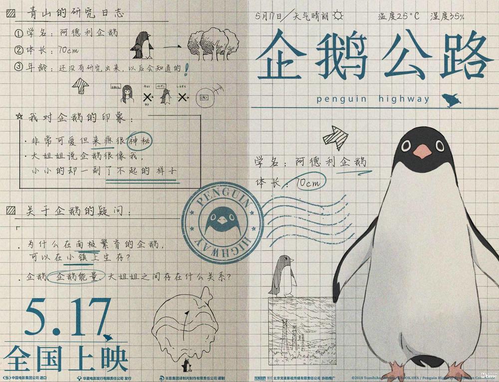 日本动画《企鹅公路》曝手账海报 成群企鹅突然出现(图2)